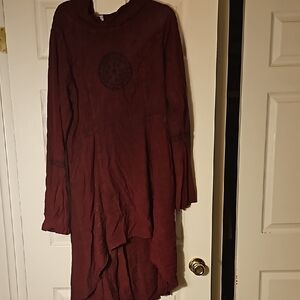 Red Asymmetrical Ruched Dress